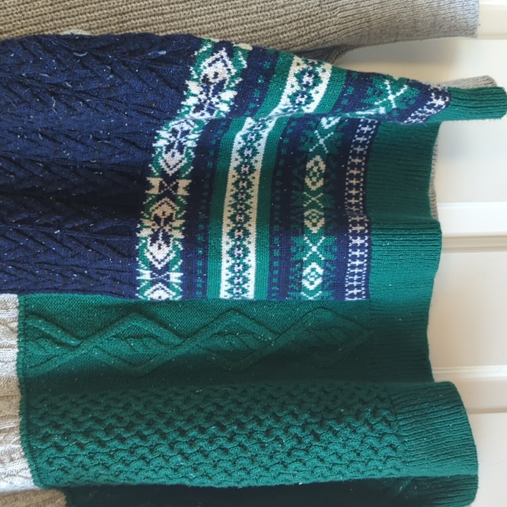 Lands' End Multicolor Patchwork Sweater - image 3